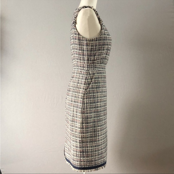 J.CREW TWEED FRINGE SHEATH DRESS RED WHITE BLUE - Picture 4 of 9